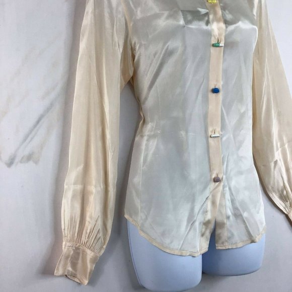 Diesel Women's Ivory Classic Long Sleeve Club Collar Button Up Casual Shirt XXS - Picture 3 of 10